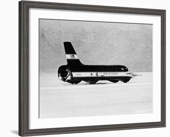 Spirit of America Sonic I' Breaking the Land Speed Record, Bonneville Salt Flats, Utah, USA, 1965-null-Framed Photographic Print