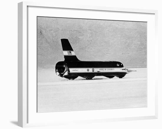 Spirit of America Sonic I' Breaking the Land Speed Record, Bonneville Salt Flats, Utah, USA, 1965-null-Framed Photographic Print
