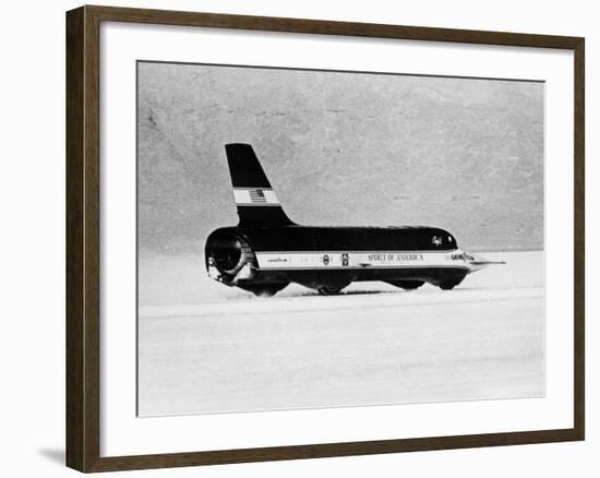 Spirit of America Sonic I' Breaking the Land Speed Record, Bonneville Salt Flats, Utah, USA, 1965-null-Framed Photographic Print