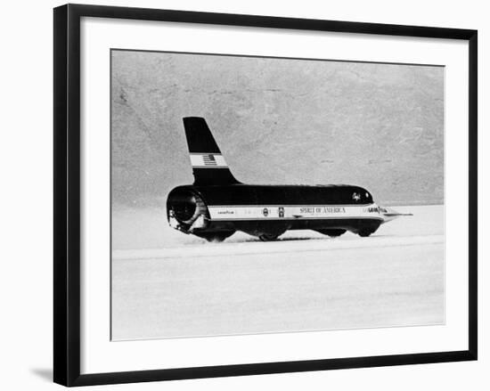 Spirit of America Sonic I' Breaking the Land Speed Record, Bonneville Salt Flats, Utah, USA, 1965-null-Framed Photographic Print