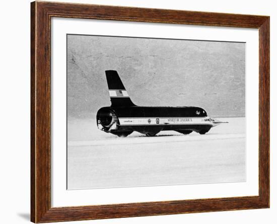 Spirit of America Sonic I' Breaking the Land Speed Record, Bonneville Salt Flats, Utah, USA, 1965-null-Framed Photographic Print