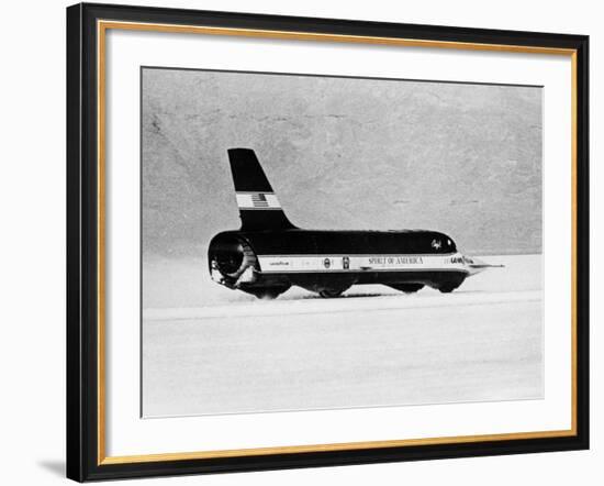 Spirit of America Sonic I' Breaking the Land Speed Record, Bonneville Salt Flats, Utah, USA, 1965-null-Framed Photographic Print