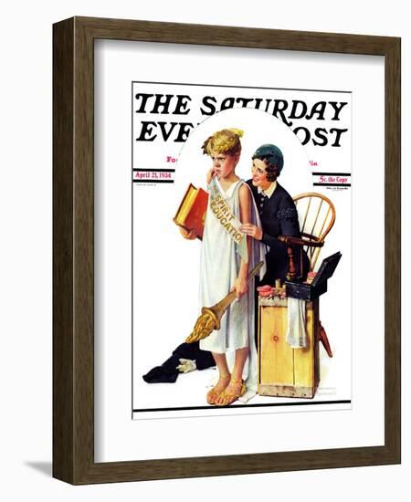 "Spirit of Education" Saturday Evening Post Cover, April 21,1934-Norman Rockwell-Framed Giclee Print