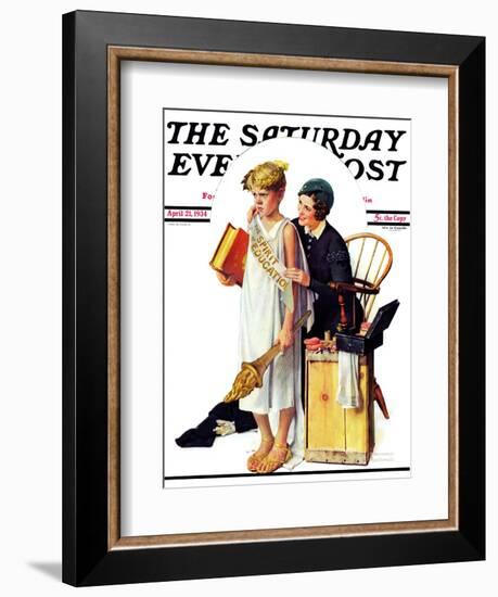 "Spirit of Education" Saturday Evening Post Cover, April 21,1934-Norman Rockwell-Framed Giclee Print