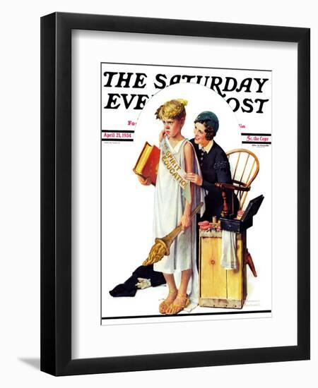 "Spirit of Education" Saturday Evening Post Cover, April 21,1934-Norman Rockwell-Framed Giclee Print