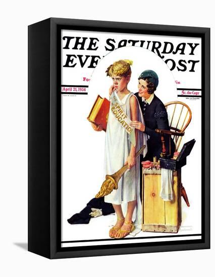 "Spirit of Education" Saturday Evening Post Cover, April 21,1934-Norman Rockwell-Framed Premier Image Canvas