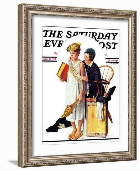 "Spirit of Education" Saturday Evening Post Cover, April 21,1934-Norman Rockwell-Framed Giclee Print