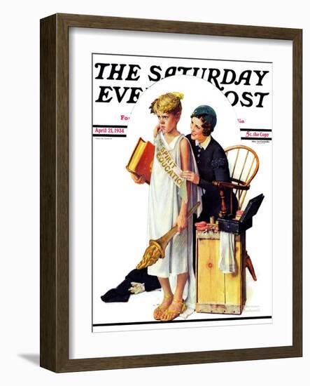 "Spirit of Education" Saturday Evening Post Cover, April 21,1934-Norman Rockwell-Framed Giclee Print