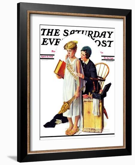 "Spirit of Education" Saturday Evening Post Cover, April 21,1934-Norman Rockwell-Framed Giclee Print