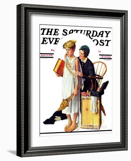 "Spirit of Education" Saturday Evening Post Cover, April 21,1934-Norman Rockwell-Framed Giclee Print