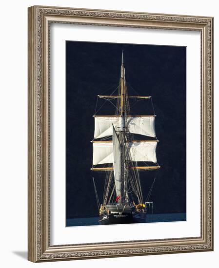 Spirit of New Zealand Tall Ship, Marlborough Sounds, South Island, New Zealand-David Wall-Framed Photographic Print