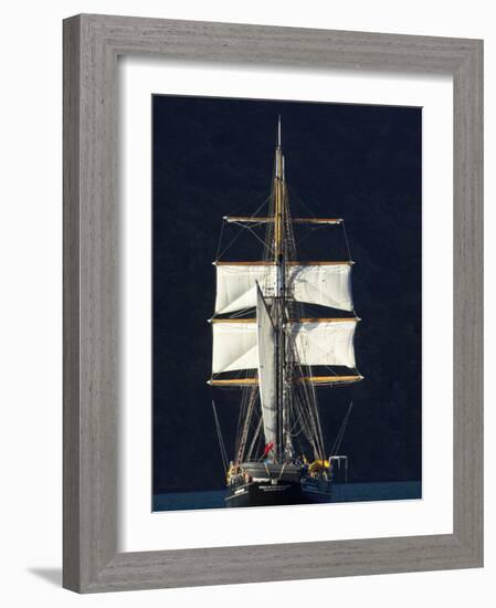 Spirit of New Zealand Tall Ship, Marlborough Sounds, South Island, New Zealand-David Wall-Framed Photographic Print