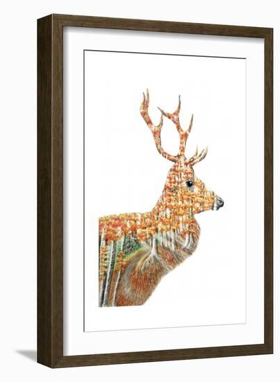 Spirit of the Forest Deer Landscape-Michelle Faber-Framed Giclee Print