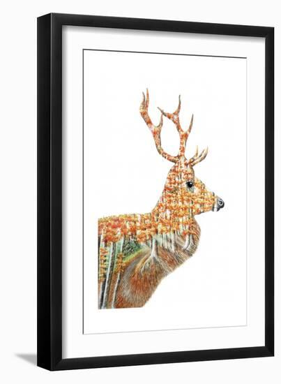 Spirit of the Forest Deer Landscape-Michelle Faber-Framed Giclee Print