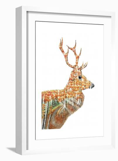 Spirit of the Forest Deer Landscape-Michelle Faber-Framed Giclee Print