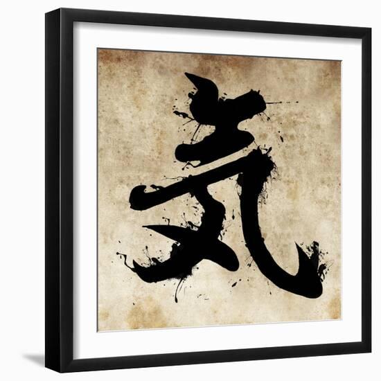 Spirit Tattoo Design, Japanese Kanji In Sepia-outsiderzone-Framed Art Print