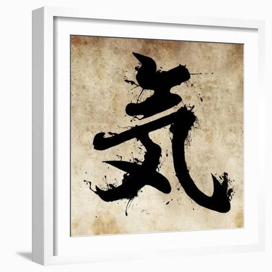 Spirit Tattoo Design, Japanese Kanji In Sepia-outsiderzone-Framed Art Print