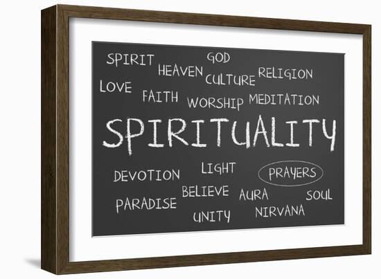 Spirituality Word Cloud-IJdema-Framed Art Print