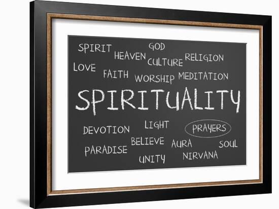 Spirituality Word Cloud-IJdema-Framed Art Print