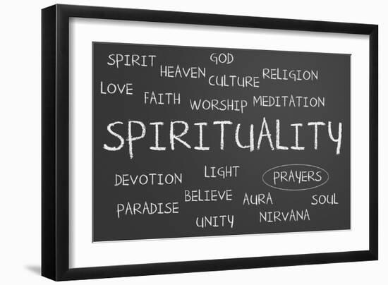 Spirituality Word Cloud-IJdema-Framed Art Print