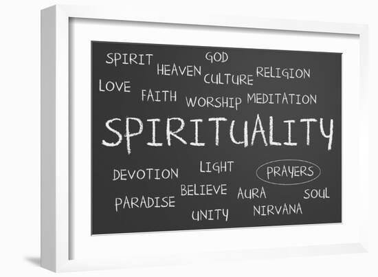 Spirituality Word Cloud-IJdema-Framed Art Print