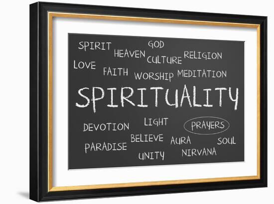 Spirituality Word Cloud-IJdema-Framed Art Print