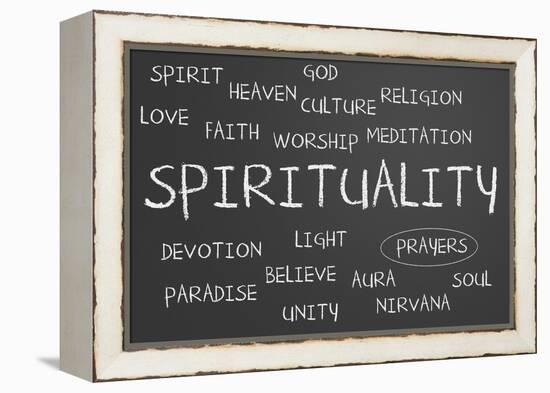 Spirituality Word Cloud-IJdema-Framed Stretched Canvas