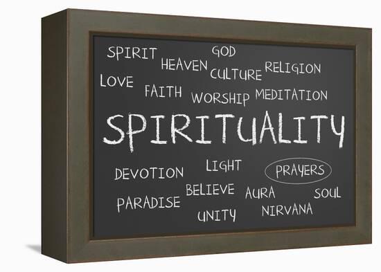 Spirituality Word Cloud-IJdema-Framed Stretched Canvas