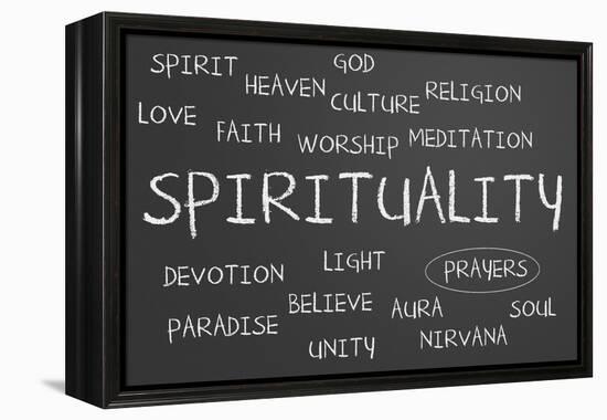 Spirituality Word Cloud-IJdema-Framed Stretched Canvas