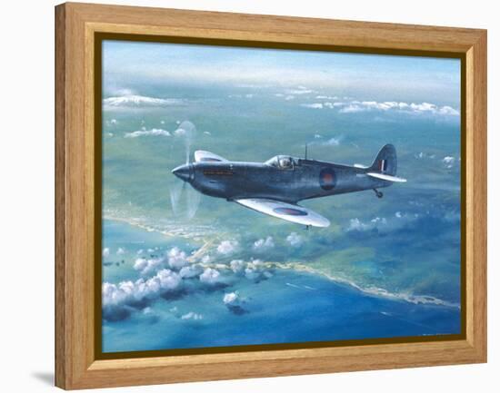 Spitfire Pr Mk IV Over Sicily-Roy Cross-Framed Stretched Canvas