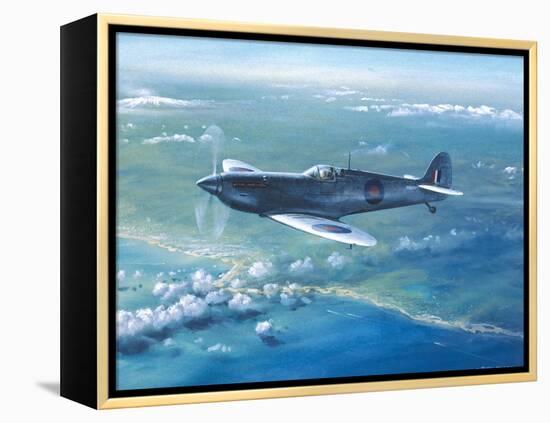 Spitfire Pr Mk IV Over Sicily-Roy Cross-Framed Stretched Canvas