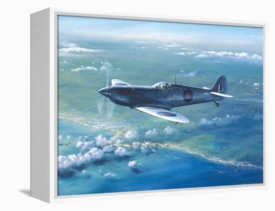 Spitfire Pr Mk IV Over Sicily-Roy Cross-Framed Stretched Canvas