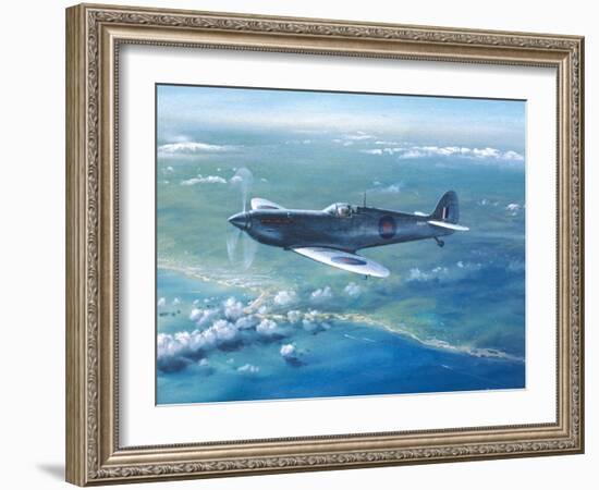 Spitfire Pr Mk IV Over Sicily-Roy Cross-Framed Art Print