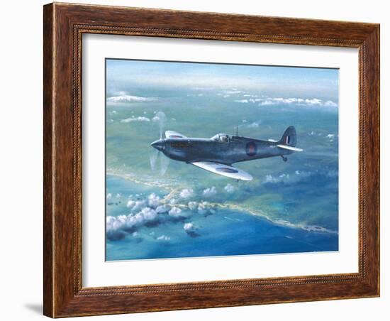 Spitfire Pr Mk IV Over Sicily-Roy Cross-Framed Art Print