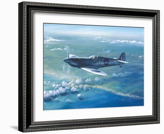 Spitfire Pr Mk IV Over Sicily-Roy Cross-Framed Art Print