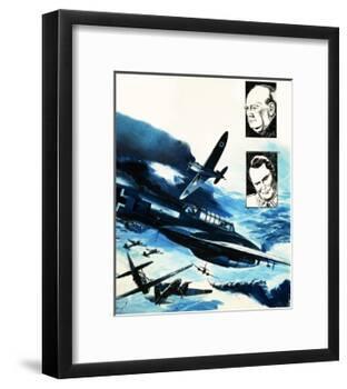 Spitfires in a Dogfight with German Messerschmitts-Gerry Wood-Framed Giclee Print