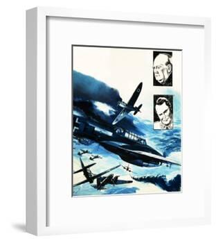 Spitfires in a Dogfight with German Messerschmitts-Gerry Wood-Framed Giclee Print