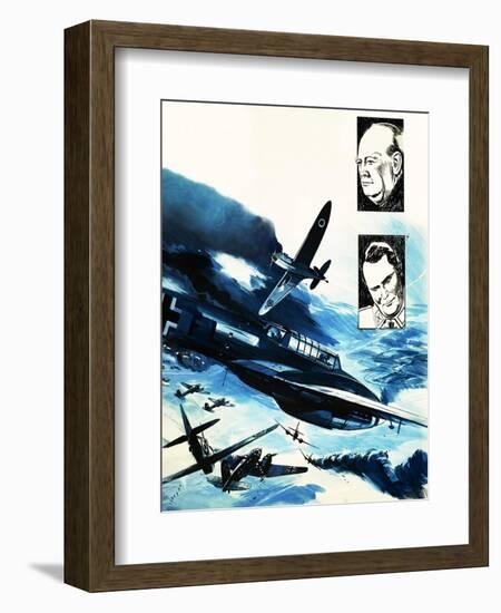 Spitfires in a Dogfight with German Messerschmitts-Gerry Wood-Framed Premium Giclee Print