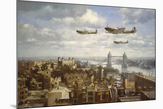 Spitfires Over London-John Young-Mounted Giclee Print