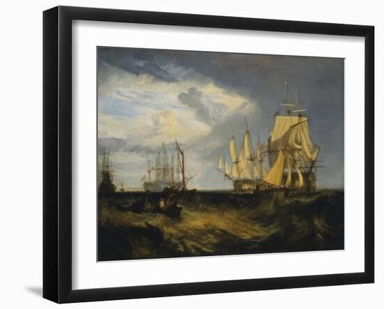 Spithead: Two Captured Danish Ships Entering Portsmouth Harbour-J. M. W. Turner-Framed Giclee Print