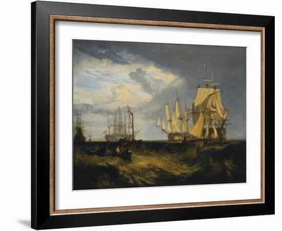 Spithead: Two Captured Danish Ships Entering Portsmouth Harbour-J. M. W. Turner-Framed Giclee Print