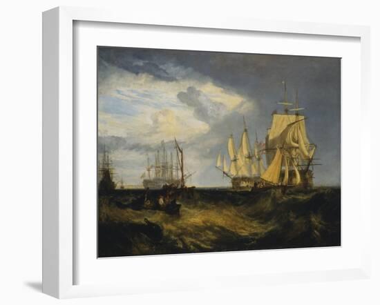 Spithead: Two Captured Danish Ships Entering Portsmouth Harbour-J. M. W. Turner-Framed Giclee Print