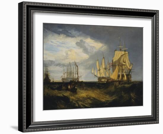 Spithead: Two Captured Danish Ships Entering Portsmouth Harbour-J. M. W. Turner-Framed Giclee Print