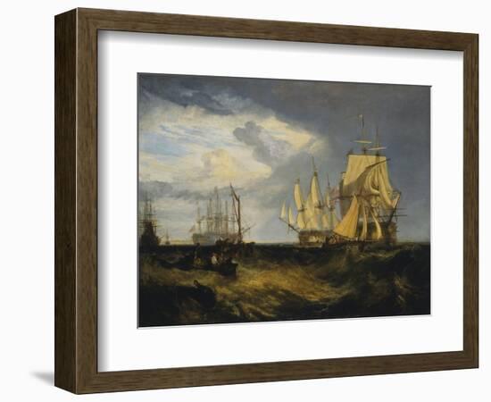 Spithead: Two Captured Danish Ships Entering Portsmouth Harbour-J. M. W. Turner-Framed Giclee Print