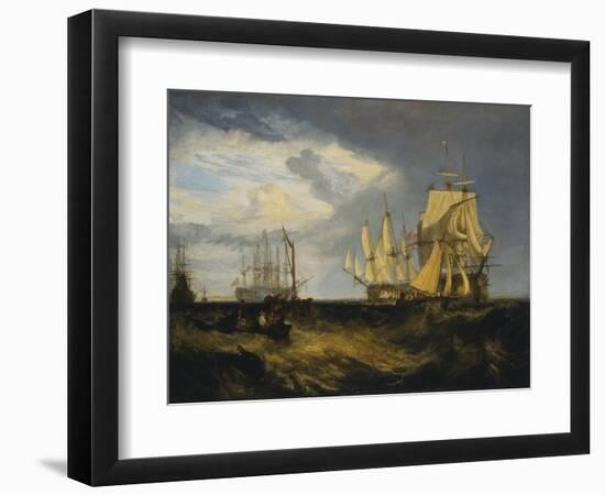 Spithead: Two Captured Danish Ships Entering Portsmouth Harbour-J. M. W. Turner-Framed Giclee Print