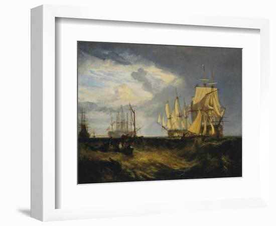 Spithead: Two Captured Danish Ships Entering Portsmouth Harbour-J. M. W. Turner-Framed Giclee Print