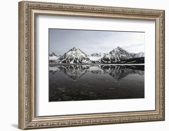 Spitsbergen, Svalbard, Norway. Mountains Reflecting on a Lagoon in Northern Spitsbergen-ClickAlps-Framed Photographic Print