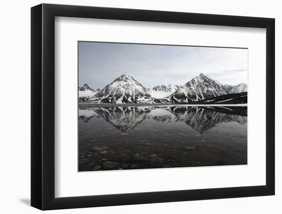 Spitsbergen, Svalbard, Norway. Mountains Reflecting on a Lagoon in Northern Spitsbergen-ClickAlps-Framed Photographic Print