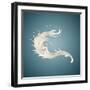 Splash of White Fat Milk as Design Element on Blue Background-Willyam Bradberry-Framed Photographic Print