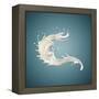 Splash of White Fat Milk as Design Element on Blue Background-Willyam Bradberry-Framed Stretched Canvas